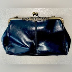 Vintage-Like Black Purse Clutch with Snap Clasp Close